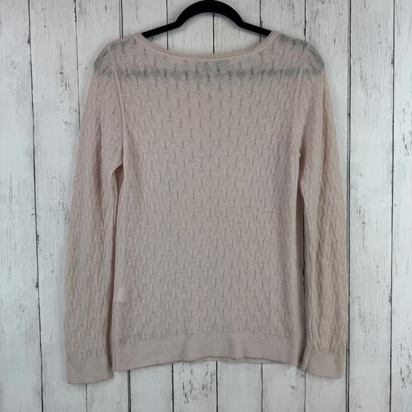 Classiques Entier Pink Hush Cashmere Textured Knit Sweater Pullover Size Medium - Picture 9 of 12